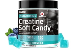 Creatine Monohydrate Gummies Promote Muscle Growth & Boost Energy, Pre-Workout Complex Creatine for Men & Women with 5000mg, 