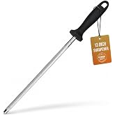 Knife Sharpener Rod, 13 Inch Carbon Steel Honing Rod for Kitchen Knives | Sharpening Steel and Honing Steel for Knives | Manual Knife Sharpener for Chef and Butcher Knives
