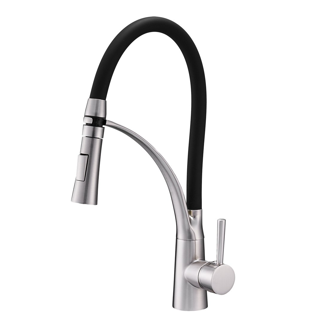 Brushed Nickel Without LED Light OWOFAN Kitchen Faucet Pull Down Spray Single Lever Pull Out
