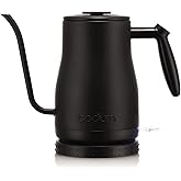 Bodum 34oz Bistro Gooseneck Electric Water Kettle, Pour Over Coffee & Tea, Stainless Steel, Matte Black
