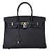 Ainifeel Women's Padlock Handbags with Golden Hardware (30cm, Black)