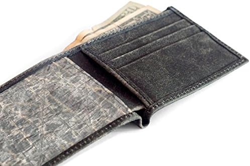 Slim Black Leather Wallet, MADE WITH RECYCLED CARBON FIBER YACHT SAILS, from brave sailors that have challenged the wildest storms of Chile, Slim Front Pocket Bifold wallet, sailing nautical gift