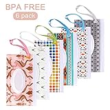 Blisstime Wet Wipe Pouch, 6 Pack Baby Wipe Holder Travel Cases, Reusable Eco-Friendly Pouches to Keep Wipes Moist (Type A)