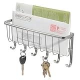 InterDesign York Lyra Wall Mount Mail and Key Rack Holder, Chrome (Kitchen)
