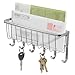 iDesign York Lyra Mail, Letter Holder, Key Rack Organizer for Entryway, Kitchen - Wall Mount, Chrome
