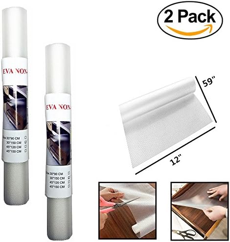 Tsyware 2 Pack 12 Inch x 59 Inch EVA Shelf Drawer Liner, transparent Non-Adhesive Cupboard Cabinet Non-Slip Mat,Anti-bacterial Anti-fouling, Anti-frost, Waterproof, Can Be Cutting To Any Size