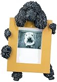 Black Poodle Picture Frame Holds Your Favorite 2.5 by 3.5 Inch Photo, Hand Painted Realistic Looking Poodle Stands 6 Inches Tall Holding Beautifully Crafted Frame, Unique and Special Poodle Gifts for Poodle Owners