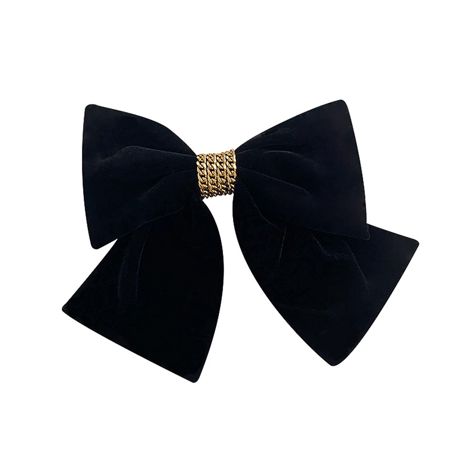Large Hair Bows for Women Black Hair Bow Big Bow Hair Clip Girl French Barrette with with Velvet Hair Bows Solid Color Ponytail Christmas Hair Accessories (Black)