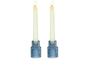 Hewory Glass Candlestick Candle Holder: 2PCS Blue Glass Taper Candle Holders for Table Centerpiece, Vintage Tapered Candlesti