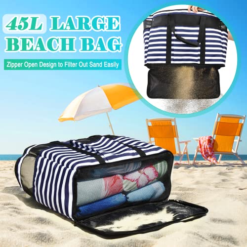 JUYANO Large Beach Bag with Zip, Waterproof Swimming Bag, Beach Bag, XXL Family Travel Bag, Beach Tote Bag, Shopper for Beach, Pool, Gym, Travel, 45 L