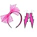 LEKUSHA Women's 80s Costume Accessories Neon Lace Headband Hair Band with Neon Pink Lightning Earrings