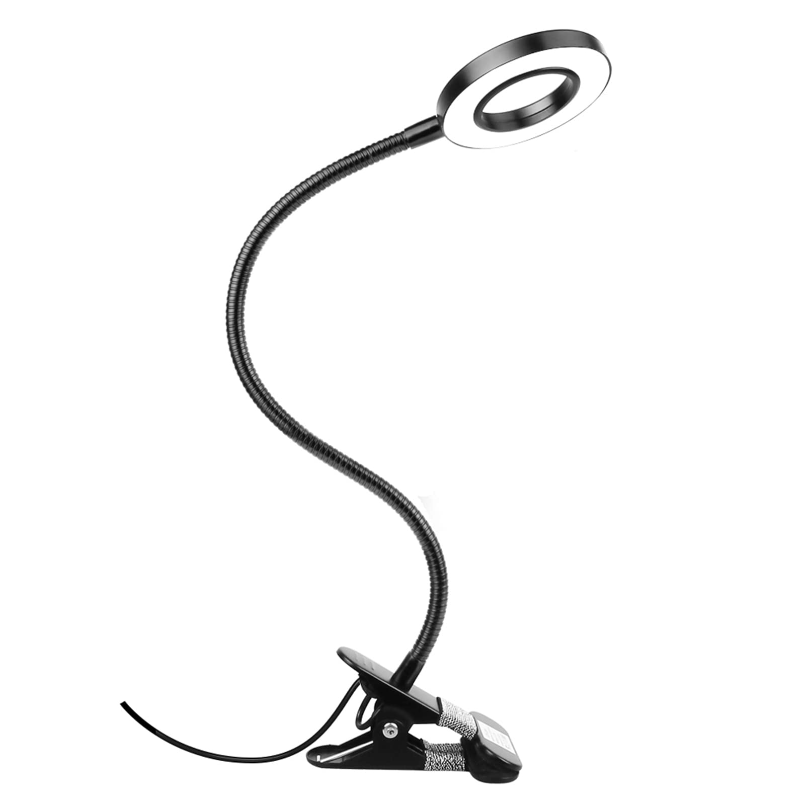 Woputne Desk Lamp Clip Light, 10 Dimmable Brightness 3 Light Modes Reading Light, Clamp Bedside Lamp for Painting, Craft, Study (Black)