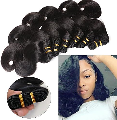 6 Bundles Brazilian Hair Body Wave Short Wavy Hair Brazilian Hair Bundles 50g Bundles Remy Human Hair Extensions Natural Color 10"