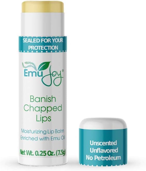 Banish Chapped Lips Emu Oil Lip Balm for Severe Dry Lips Jumbo Tube - Stocking Stuffer Gift