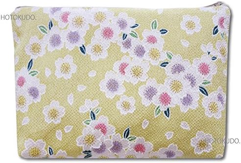 [HOTOKUDO] Japanese-inspired zipper pouch(bag). (Bright green, H: 9.65" W: 6.89", (import from japan))