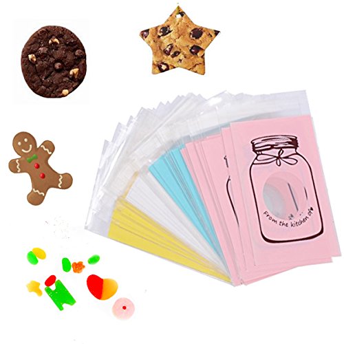 Treats Bags Cookie Party Favor Bags 100PCS Resealable for Party Gift Giving (Yellow) - Thumbnail 7