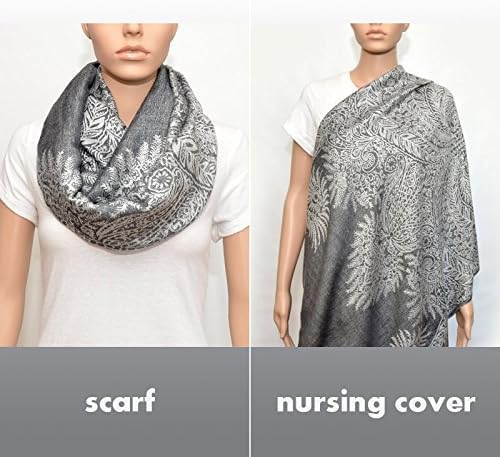 Nursing Cover,Nursing Infinity Scarf, Breastfeeding Cover (Floral Gray)