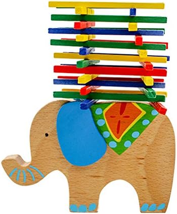 Delight eShop 1set Developmental Toys, Educational Balance Blocks, Elephant Shape, Wooden Building Blocks for Child