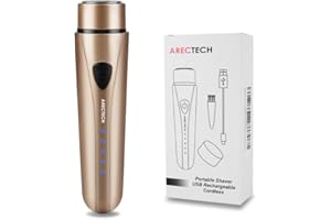 ARECTECH Mini Portable Shaver Pocket Razors Electric Razor for Men USB Rechargeable LED Battery Display Best for Travel Shaves Touch Up Shaves Cordless Gold