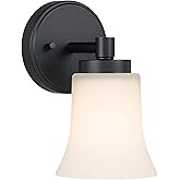 XiNBEi Lighting Wall Sconce, 1 Light Black Glass Vanity Wall Light for Bathroom & Hallway XB-W1235-1-MB