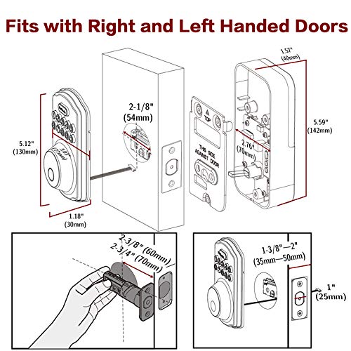 Keyless Entry Door Lock, Hutools Keypad Deadbolt Lock Fingerprint, Biometric Auto Lock, 20 User Codes, Emergency… - Image 3