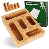 Bamboo Ziplock Bag Organizer For Drawer, Food