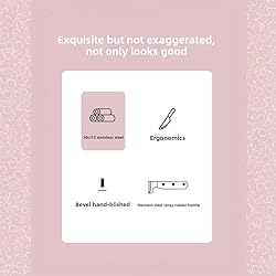 HENLUTUO Pink Titanium-Plated Knife Set 7-Piece