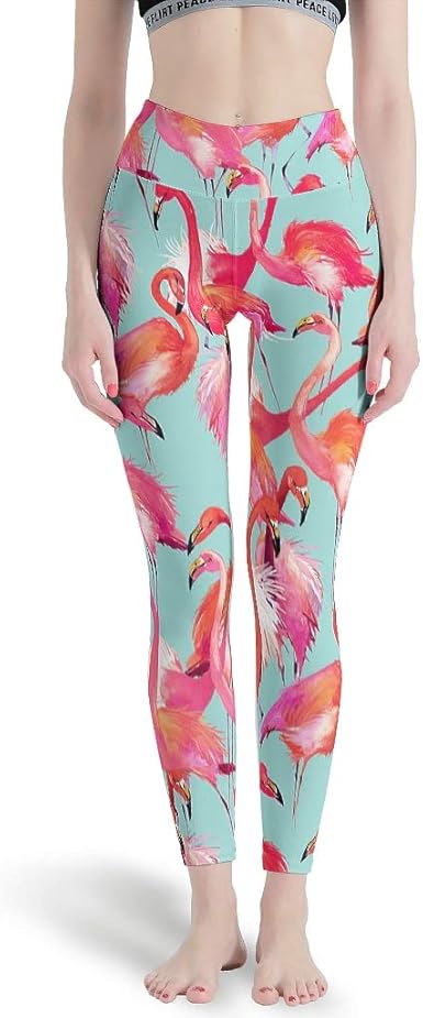 Flamingo Blue Leggings Womens High 