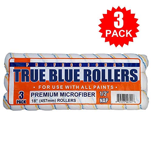 True Blue Professional Paint Roller Covers, Best for All Types of Paint (3, 18" x 1/2")