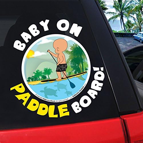 Baby on Paddleboard Vinyl Decal Sticker - Boy - Fun Baby on Board Sports (5"x5.25")