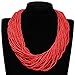 Fashion Multilayer Beads Chain Choker Collar Cluster Strand Handmade Bib Statement Necklace Red