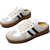 Fashion Sneakers for Women 2025,Mesh Mules Open Back Mesh Sneakers Slip On Backless Casual Slides Breathable Comfortable Sports Round Toe Lace Up Walking Shoes for Daily Wear