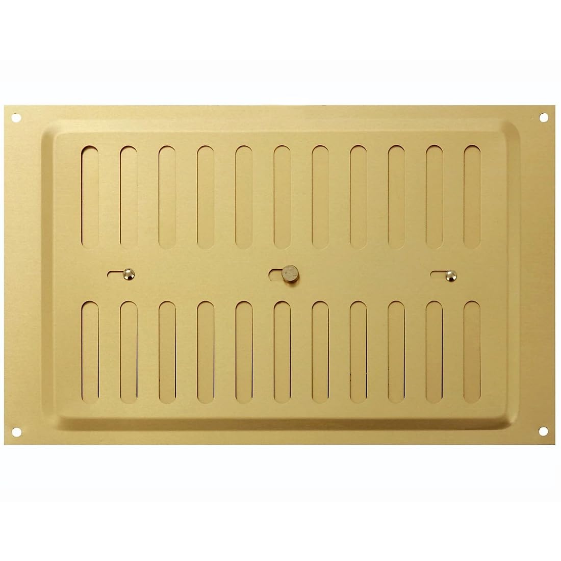 Merriway BH04351 9 x 6 inch Adjustable Sliding Hit and Miss Air Grille (Overall Vent Size: 225 x 150mm), Polished Solid Brass, 225 x 150mm