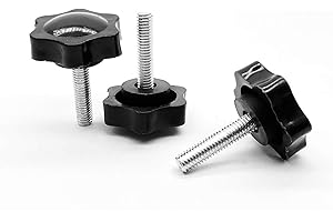 DGZ STORE 10pcs M6-1.0x25mm Star Hand Knobs,Plastic Black Cap Clamping Knob. (Size: 32×6×25).