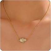 RATVIU Gold Necklace for Women 18K Gold Plated Hamsa Hand Flower Butterfly Pearl Pendant Necklaces Dainty Moon Star Cubic Zirconia Choker Necklace Trendy Gold Jewelry Gift