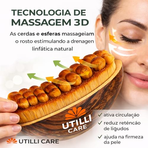 Escova Facial para Drenagem Linfática e lifting Facial - Massageador de Contorno, Estímulo de Circulação e Redução de Inchaço - Cerdas Ultra Macias