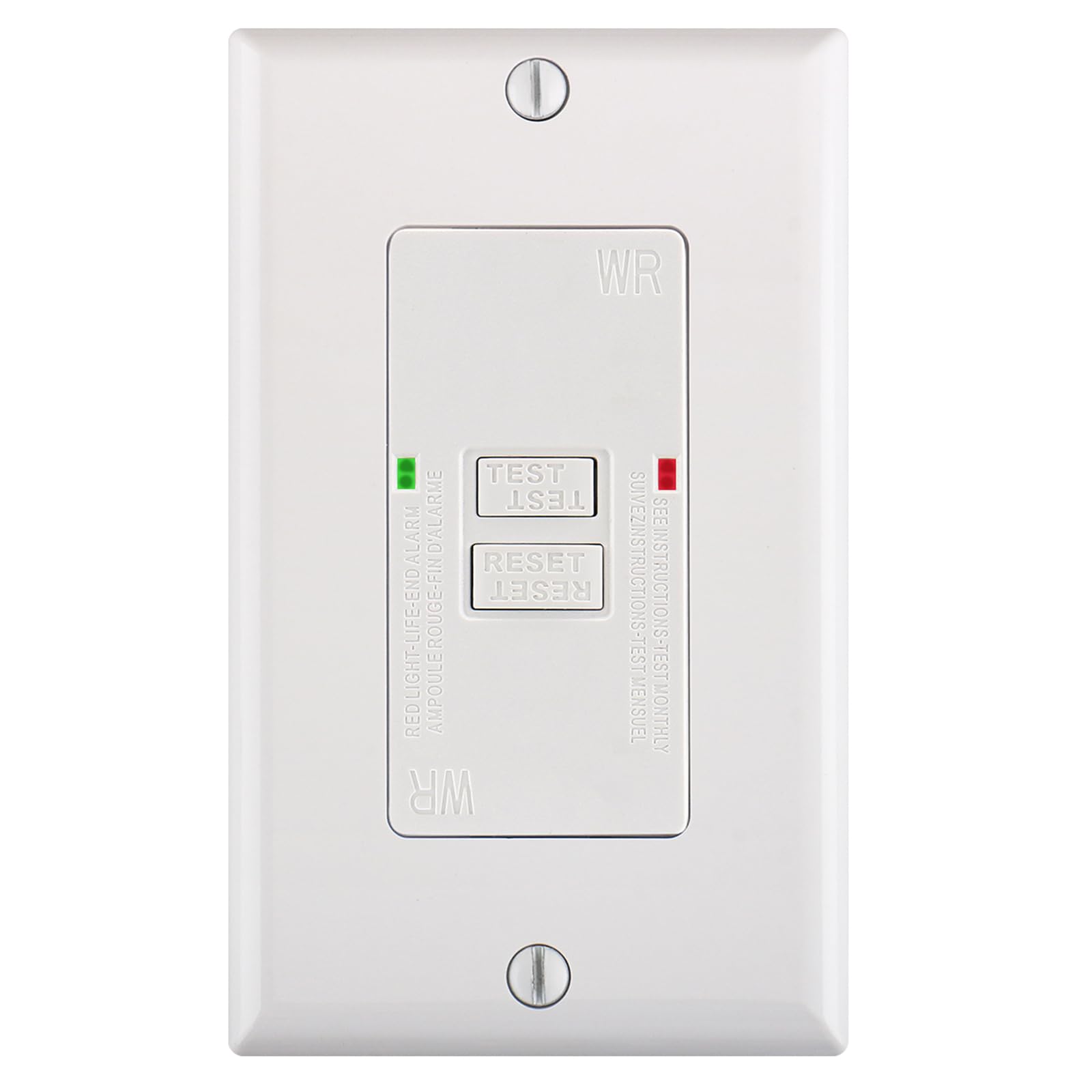 Photo 1 of Wengart Blank Face GFCI,Weather Resistant Receptacle Indoor or Outdoor Use,Self-Test with LED Indicator,120V 20Amp,UL Listed, Back &Side Wire,White