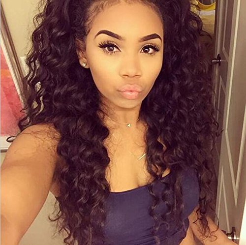 Ms Fenda Deep Curly Glueless Lace Front Wigs 130% Density Brazilian Remy Human Hair Adjustable Wigs with Baby Hair for Black Women