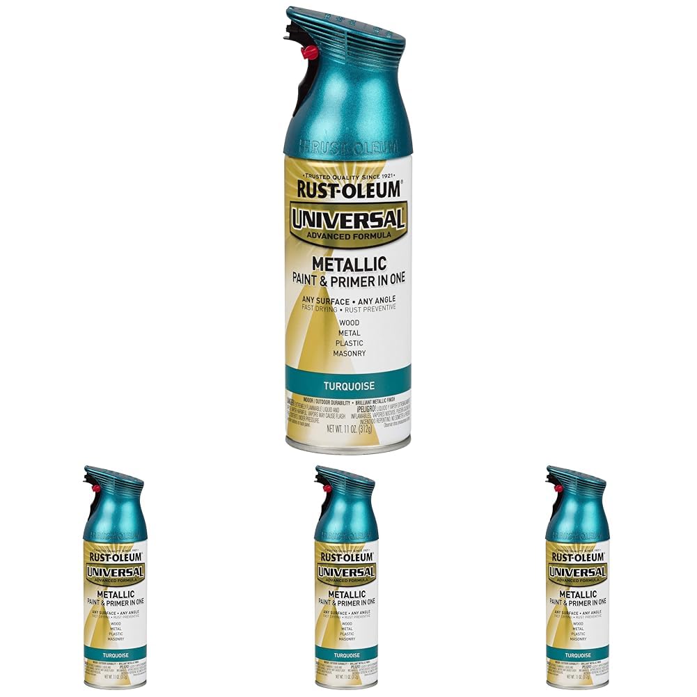 Rust-Oleum 330480 Universal All Surface Metallic Spray Paint, 11 oz, Turquoise (Pack of 4) Image