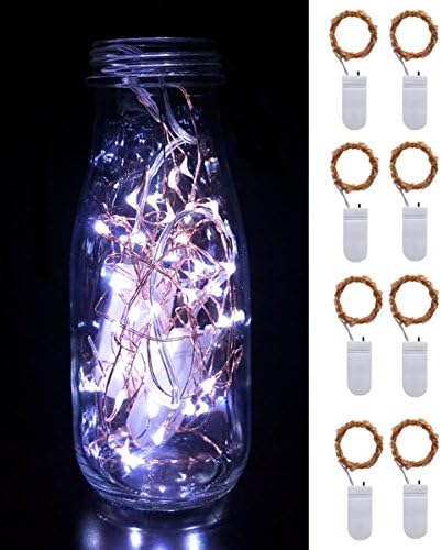 8 PCS Battery Powered String Light,6.6ft (2M) 20 LEDs DIGSELL Starry Fairy Light Copper Wire For Bedroom Home Christmas Party Wedding Decoration (Cool White)