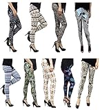 Wholesale Lots Leggings for Women - 9-Pack Aztec Tribal Print Leggings with Patterned Design