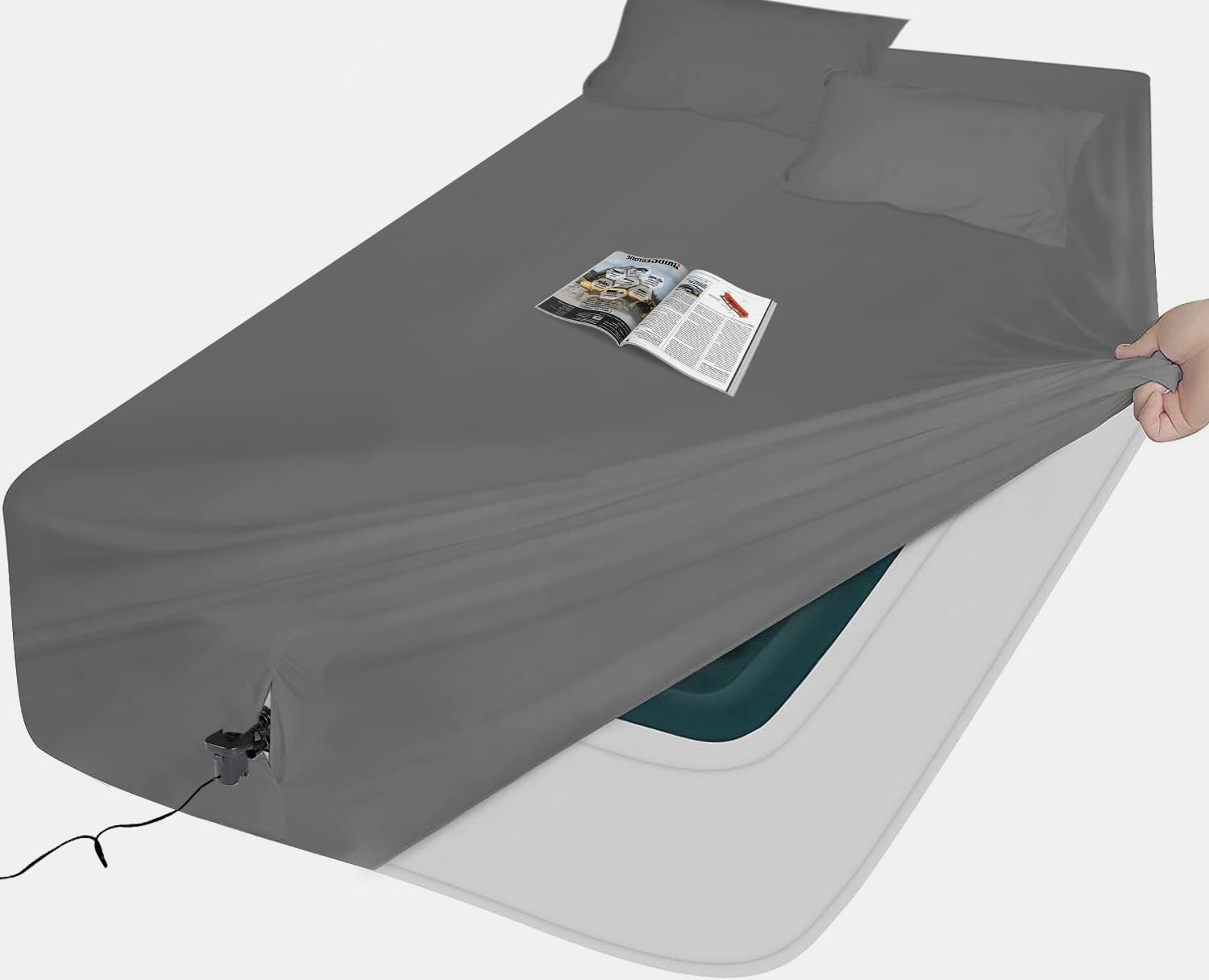 Photo 1 of  Queen Sheet Sets Air Mattress Sheets - 3 Pieces Queen Sheets Sets 16 to 24 inch - Inflate Without Disassembly Convenient & Firm Easy to use Air Mattress (Gray?Queen)