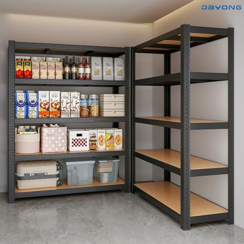 DAYONG 5 Tier Metal Storage Rack, Shelving Units, Storage Shelves, Shelf Storage Organizer for Kitchen, Living room, Bedroom, Office, Balcony (Black)