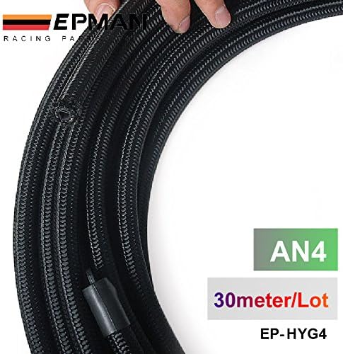 EPMAN AN4 Cotton Over Braided Fuel/Oil Hose Pipe Tubing Light Weight, 30 Meters Roll