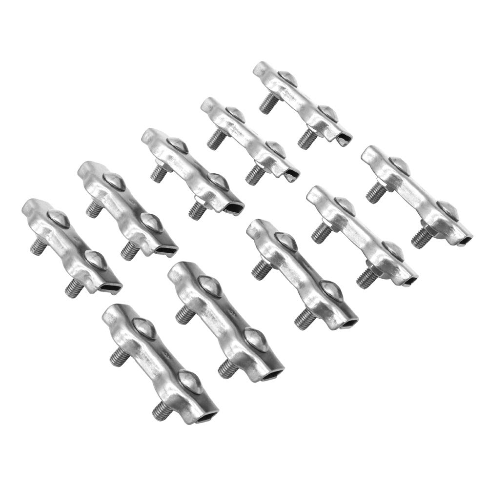 POFET 10Pcs M6 304 Stainless Steel Double Orifice Wire Rope Clip, Duplex Bolt Cable Clamp, L Plus - Image 4