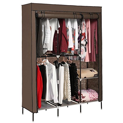 Portable clothes closet organizers double rod non-woven…