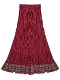 Ayurvastram Anu Printed Crinkled/Crushed Broom Skirt: Deep Pink: L