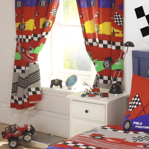 FORMULA F 1 RACING CARS KIDS LUXURY LINED CURTAINS SET 66