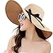 Womens Straw Hat Wide Brim Floppy Beach Cap
