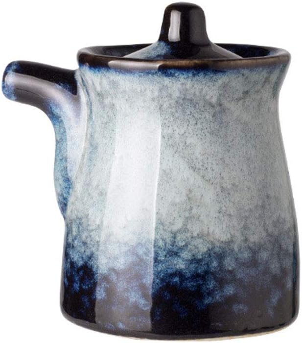 MKLZ Ceramics Olive Oil Dispenser Bottle 150ml Soy Sauce Decanter Vinegar Small Container Cruet, Handy Porcelain Condiments Jar for Kitchen Cooking Decorative Stoneware for Table Countertop, Blue